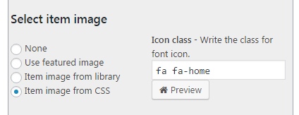 Select item image - icon font selected