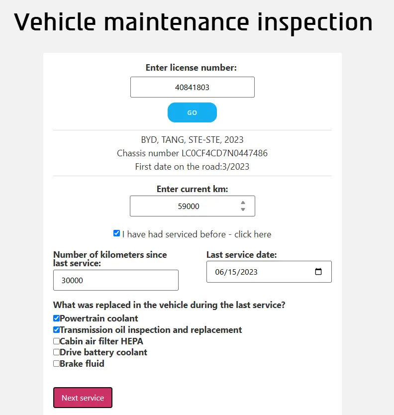Automated Car Service Recommendation Calculator 1